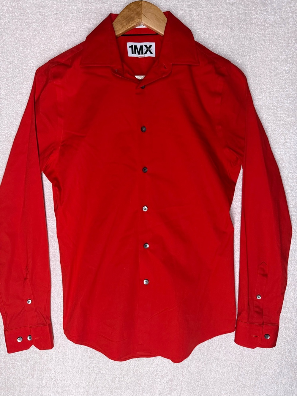 Express 1MX Red Extra Slim Long Sleeve Button Up Mens XS